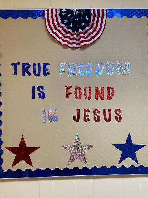 4th Of July Church Bulletin Board Ideas, Bulletin Board Ideas For July, Fourth Of July Bulletin Board, 4th Of July Bulletin Board, July Bulletin Board Ideas, Fall Sunday School Bulletin Boards, Olympic Vbs, July Bulletin Board, Jesus Bulletin Boards