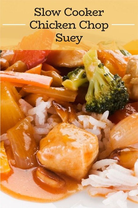 Slow Cooker Chicken Chop Suey Recipe - Magic Skillet Crockpot Chop Suey Slow Cooker, Homemade Chop Suey, Slow Cooker Chop Suey, Crock Pot Chop Suey, Chicken Chop Suey Recipe, Pork Chop Suey, Chicken Chop Suey, Chop Suey Recipe, Cubed Chicken