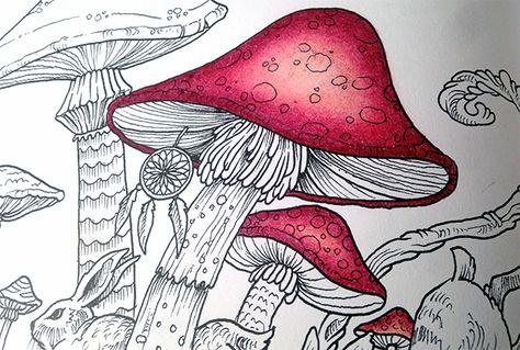 Always Coloring: How to color a mushroom in 5 easy steps Colouring Heaven, Blending Colored Pencils, Colored Pencil Tutorial, Mushroom Drawing, Forest Color, How To Shade, Image Nature, Colored Pencil Techniques, Coloring Tutorial