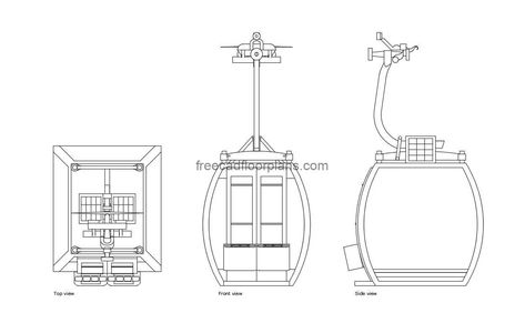 Cable Car - Free CAD Drawings Cable Car Drawing, Car Design Ideas, Minotti Furniture, Pool Houses Plans, House Plans Design, Floor Plans House, Automatic Sliding Doors, Car View, One Storey House