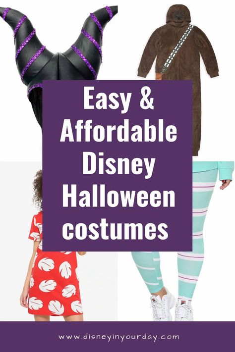 Easy and affordable Disney Halloween costumes for adults - need an easy Disney Halloween costume this year and don't want to break the bank? These pieces are instantly recognizable, comfy and easy to wear, and affordable! Disney in your Day #disneycostumes #disneyhalloween #disneyhalloweencostumes #halloweencostumes #disneyinyourday #disneyathome #disneyforadults Diy Disney Costumes For Adults, Disney Characters Costumes Diy Women, Simple Disney Costumes For Women, Easy Disney Costumes For Adults, Halloween Costumes Disney Villians, Disney Character Costumes Diy, Disney Villans Costumes For Women, Disney Diy Costumes Women, Easy Diy Disney Costumes For Women