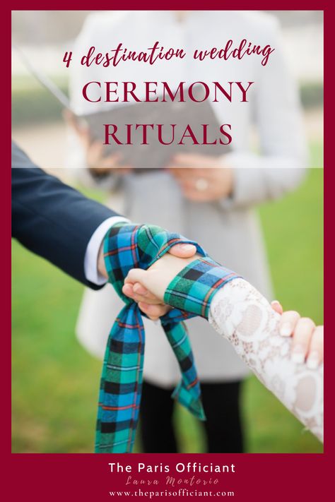 4 best wedding ceremony rituals - destination wedding in Paris France ❤️ celebrant wedding ceremony in Paris, officiant wedding ceremony in France, symbolic ceremony, modern wedding ceremony, meaning romantic personal wedding ceremony script, wedding ritual, ceremony ritual, handfasting, hand fasting, tie the knot, binding of hands, sand ceremony, unity ritual, unity candles, time capsule ritual, wine box ritual, wine ceremony, drinking ritual, intercultural wedding rituals, religious rituals Wedding Ceremony Rituals, Scottish Wedding Themes, Scottish Wedding Traditions, Tartan Wedding, Wedding In Paris, Renewal Ceremony, Handfasting Cords, Vow Renewal Ceremony, Wedding Renewal Vows