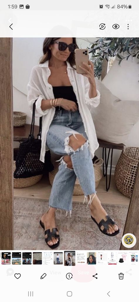 California Mom Style, White Linen Button Down Shirt Outfit, Portland Outfits, Outfit Ideas With Jeans, Walk Confidently, Greek Vacation, Styled Outfits, Printed Blouses, Blouses Designs