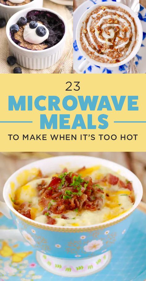 23 Microwave Meals You Can Make When It's Too Hot To Cook Food You Can Cook In The Microwave, Easy Microwave Mug Recipes, Savory Microwave Mug Recipes, Meals In A Mug Microwave, Microwaveable Recipes, Microwave Cakes, Mug Meals, Microwave Cooking Recipes, Dorm Cooking