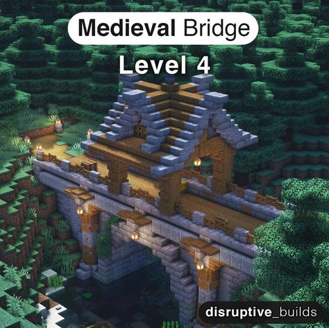 Minecraft Medieval Bridge, Boat Rack, Medieval Bridge, Minecraft Bridge, Minecraft Garden, Minecraft Structures, Minecraft Interior Design, Bangunan Minecraft, Minecraft Castle