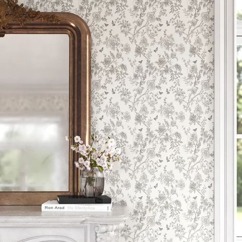 Farmhouse Wallpaper, Toile Wallpaper, Toile Pattern, Kelly Clarkson Home, W Wallpaper, Inspire Me Home Decor, Decor Pillows, Damask Wallpaper, Bathroom Wallpaper