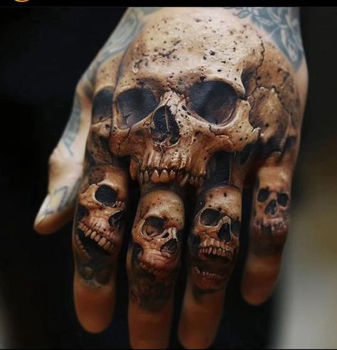 Horror Hand Tattoos, Skull Tattoo Hand, Bearded Skull Tattoo, Herren Hand Tattoos, Unique Half Sleeve Tattoos, Evil Skull Tattoo, Skull Hand Tattoo, Skull Sleeve Tattoos, Skull Sleeve