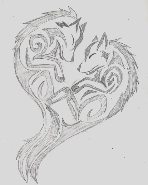 A little design that i came up with one day during class..... i kinda like this one. Tatoo Dog, Jin Jang, Tattoo Wolf, Wolf Drawing, Wolf Tattoos, Wolf Tattoo, Wolf Art, A Drawing, Pencil Drawing