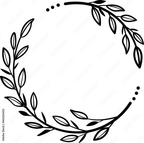 Simple Wreath Drawing, Name Design Art, Leaf Svg, Shiva Tattoo Design, Stitch Witchery, Idee Cricut, Fabric Painting Techniques, Silhouette Cameo Tutorials, Wreath Drawing