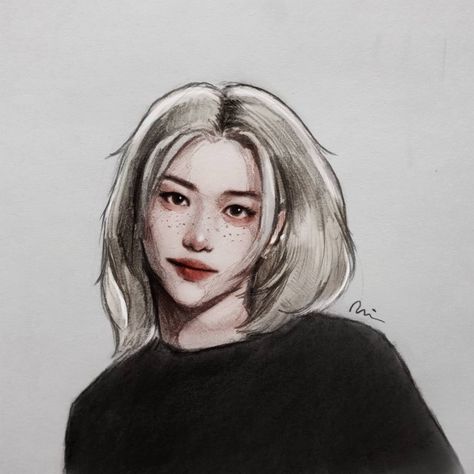 artist: an_vely_art Animation Art Sketches, Kpop Drawings, Art Gallery Wallpaper, Cute Easy Drawings, Kpop Fanart, Cool Art Drawings, Anime Couples Drawings, Crazy Kids, Line Art Drawings