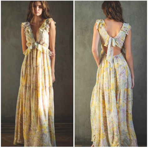 Beautiful Maxi Dress With Delicate Floral Print. Available In S, M, L -Brand New -True Size Will Ship Quickly Via Usps Priority Mail. Boho Chic Dress Wedding, Boho Chic Dress Wedding Guest, Yellow Floral Dress, Beautiful Maxi Dresses, Boho Chic Dress, Guest Attire, Wedding Attire Guest, Senior Pics, Maxi Dress Blue