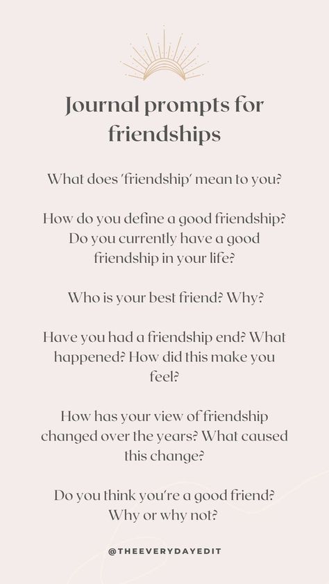 Journal prompts for friendship. #journal #journaling #journalprompts #prompts #friendship #friendships Friendship Journal, Relationship Journal, Morning Journal Prompts, Friends Journal, Morning Journal, Journal Questions, Questions For Friends, Healing Journaling, Daily Journal Prompts