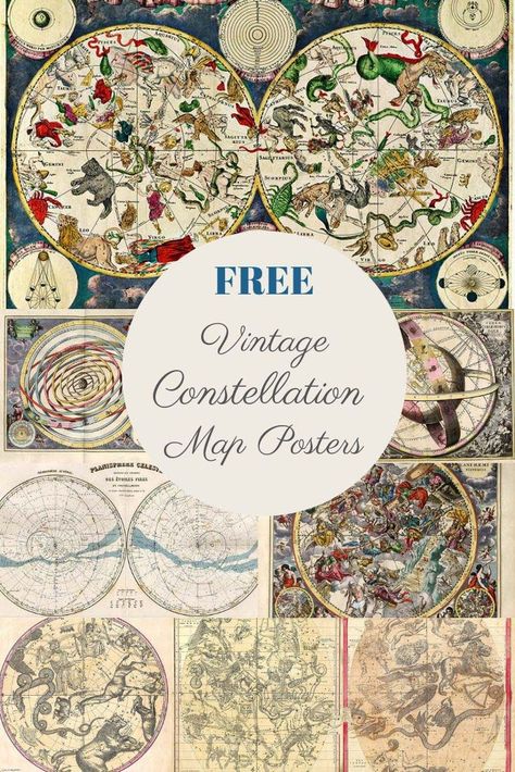 Zodiac Sign Pictures, Pictures To Print, Celestial Chart, Zodiac Signs Pictures, Map Posters, Vintage Zodiac, Constellation Map, Free Vintage Printables, Illustrations Art