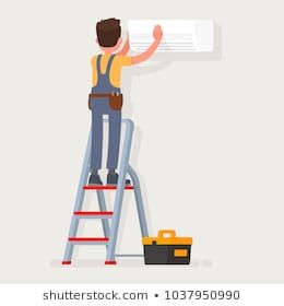 Service for repair and maintenance of air conditioners. Vector illustration in a flat style Air Conditioning Logo, Typographic Logo Design, Ac Repair Services, Air Conditioner Repair, Ac Service, Improve Indoor Air Quality, Front Loading Washing Machine, Ac Repair, Best Islamic Images