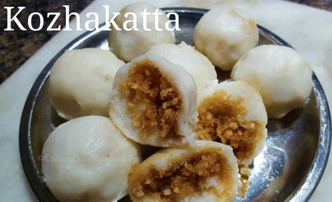 Kozhukatta-recipe Food Of Kerala, Kozhukattai Recipe, Non Veg Recipes, Healthy Bakes, Rice Dumpling, Refreshing Breakfast, Peanut Stew, Sweet Rice, Kerala Food