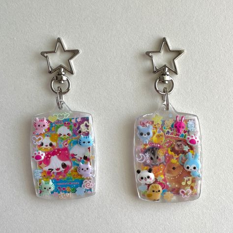 Shrink Paper Keychain, Deco Keychain, Decoden Keychain, Keys Ideas, Kawaii Clay Charms, Kawaii Keychains For Backpacks, Gyaru Keychains, Kawaii Keychain Juwas, Kawaii Key Rings