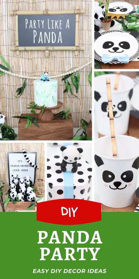 Create a cute and fun panda bear theme kid's party with easy DIY party decor ideas from www.fernandmaple.com! Panda Party Ideas, Diy Party Decor Ideas, Panda Birthday Theme, Panda Activities, Panda Themed Party, Panda Decor, Diy Panda, Diy Party Decor, 2024 Party