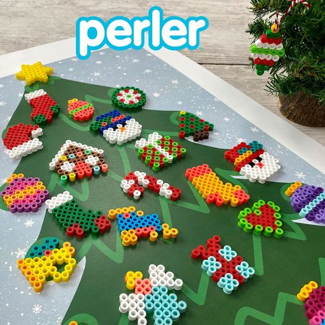 Perler Bead Ornaments Pattern, Hama Beads Christmas, Christmas Perler Beads, 3d Perler Bead, Perler Bead Templates, Diy Perler Bead Crafts, Perler Crafts, Hama Beads Patterns, Bead Sewing