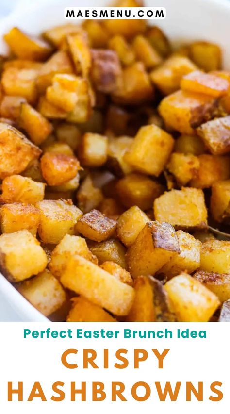 These easy to make crispy potatoes of yumminess are a regular in our household. They’re great as a simple weeknight side dish or are also easy to make as a big batch to feed a crowd, ideal for an Easter brunch with family and friends. Whether you choose to call them hashbrowns, home fries or breakfast potatoes they’re a real crowd pleaser. #easterbrunch #hashbrowns Hash Browns For A Crowd, Brunch Potatoes For A Crowd, Cooking Hashbrowns In The Oven, Make Ahead Breakfast Potatoes For A Crowd, Home Made Hashbrowns Easy, Diced Hashbrown Recipes, Easy Hashbrown Recipes, Hashbrown Potatoes, Delicious Healthy Breakfast Recipes