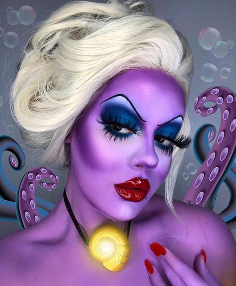 45 Easy Halloween Makeup Looks - Boss Babe Chronicles Ursula Costume Makeup, Easy Halloween Makeup Looks, Ursula Makeup, Little Mermaid Makeup, Easy Halloween Makeup, Creepy Halloween Makeup, Cute Halloween Makeup, Halloween Makeup Ideas, Cute Halloween Nails