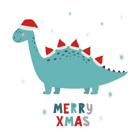 Calendar Doodles, Christmas Dinosaur, Christmas Doodles, Vector Christmas, Santa's Little Helper, Funny Character, Dinosaur Christmas, Santa Letter, Christmas Illustration