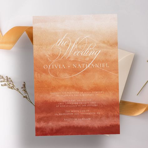 Burnt Orange Wedding Invitations, Bohemian Wedding Invitation, Orange Wedding Themes, Orange Wedding Invitations, Orange Terracotta, Wedding Autumn, Burnt Orange Weddings, Watercolor Invitation, Bohemian Wedding Invitations