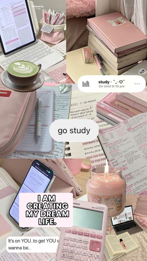 2024 School Goals, School Motivation Board, Back To School Lockscreen, Pink Vision Boards, College Aesthetic Photos, Collage School Aesthetic, Academic Motivation Pink, Vision Board Ideas For School, Fact File Aesthetic