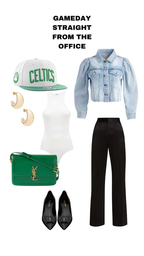 Celtics Outfit Women, Celtics Game Outfit Women, Celtics Game Outfit, Nba Wife Outfit, Celtics Outfit, Nba Wife Aesthetic, Nba Game Outfit Woman, Nba Wife, Nba Fits