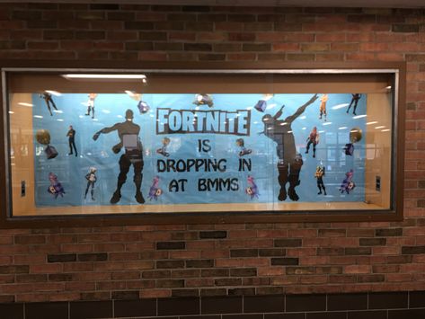 BMMS Fortnite Bulletin Board Roblox Bulletin Board, English Classroom Decor, Third Grade Classroom, Theme Classroom, English Classroom, Game Themes, School Themes, Classroom Themes, Third Grade