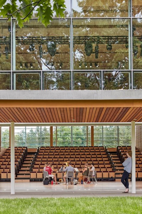 Gallery of Boston Symphony Orchestra’s Linde Center Opens at Tanglewood - 11 Open Auditorium Design, Outdoor Auditorium Architecture, Music Venue Architecture, Indoor Outdoor Architecture, Open Auditorium, Precedent Study, Auditorium Architecture, Graduation Inspiration, Concert Hall Architecture