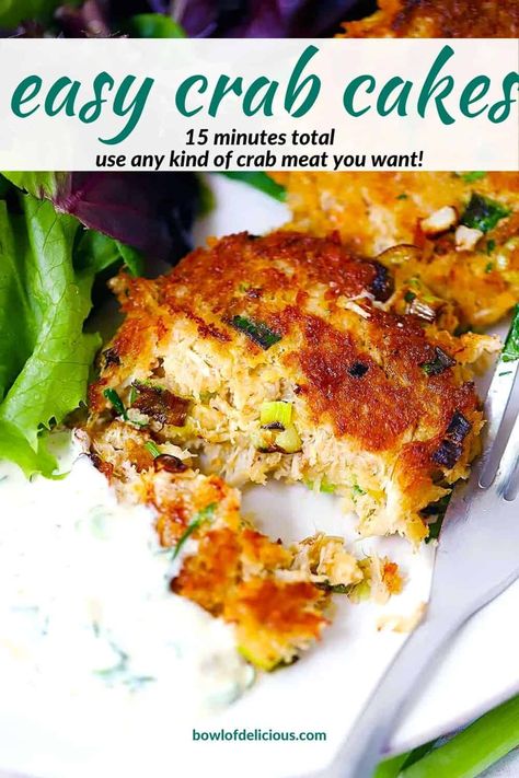 This EASY crab cakes recipe will have you making the best simple seafood recipe ever again and again! Use any kind of crab meat you want for these crab cakes, like jumbo lump or claw meat, or canned or fresh crab, to make it budget friendly if you choose. Serve with a crab cake sauce like tartar or remoulade for a yummy appetizer recipe or main course served with a salad! Claw Crab Meat Recipes, Canned Crab Cakes Recipe, Canned Crab Recipes, Can Crab Meat Recipes, Crab Cake Recipe Easy, Crab Tacos, Crab Cakes Recipe Best, Lump Crab Meat Recipes, Easy Crab Cakes