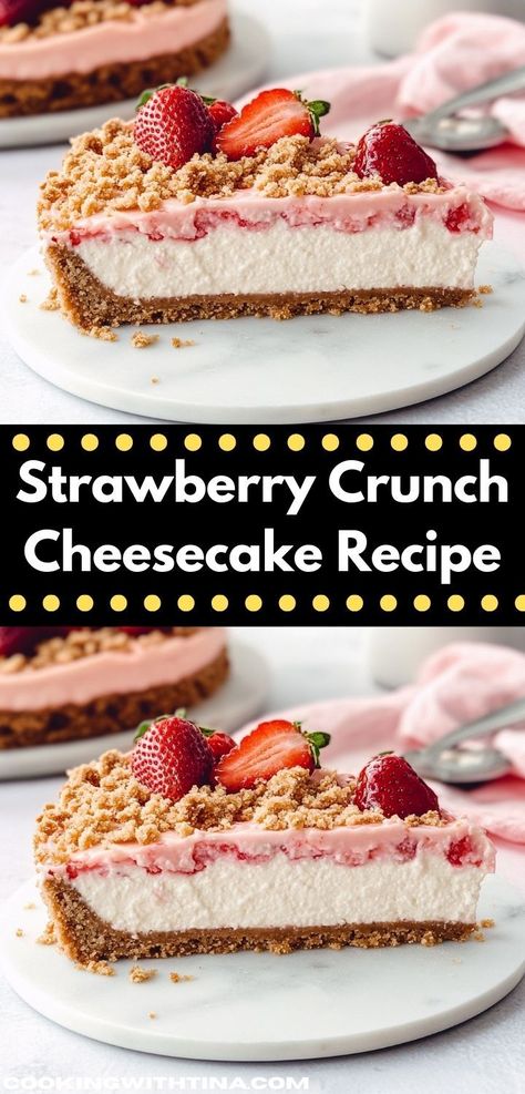 Searching for a standout dessert for your next holiday celebration? This Strawberry Crunch Cheesecake Recipe is not only visually stunning but also incredibly delicious. It’s the perfect way to elevate your Thanksgiving or Christmas dessert table. Strawberry Crunch Cheesecake, Crunch Cheesecake, Christmas Dessert Table, Strawberry Crunch, Strawberry Flavor, Freeze Dried Strawberries, Christmas Dessert, Strawberry Desserts, Creamy Cheesecake