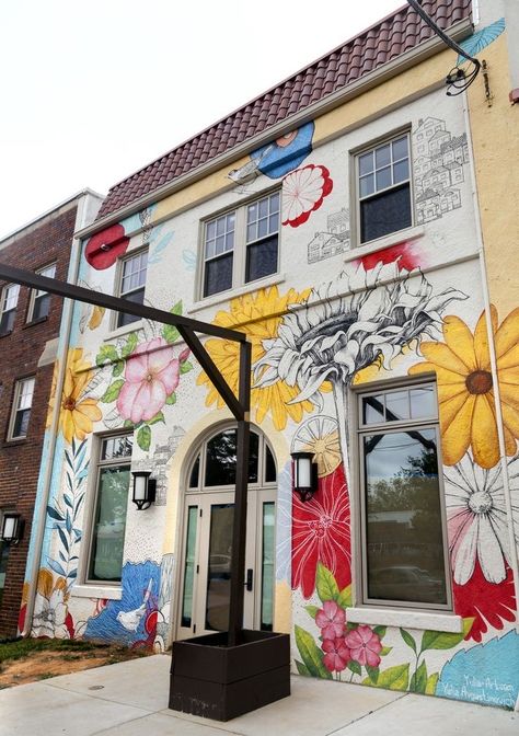 Mural Around Window, Storefront Mural, Restaurant Mural, Exterior Murals, Mural Inspiration, Window Mural, Garden Mural, Street Art Artists, Door Murals