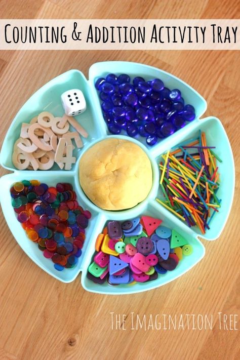 Counting and Addition Activity Tray Math Game Counting Activities For Preschoolers, Addition Activity, Imagination Tree, Addition Activities, Maths Games, Math Activities For Kids, Literacy And Numeracy, Math Game, Math Addition