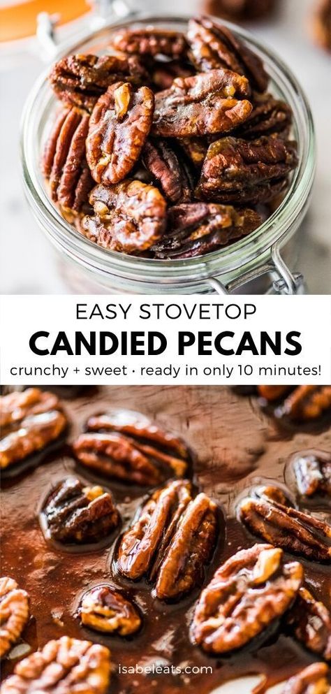 Candied Pecans Easy, Easy Candied Pecans, Candied Pecans For Salad, Isabel Eats, Candied Pecans Recipe, Nut Recipes, Pecan Recipes, Mexican Food Recipes Easy, Candied Pecans