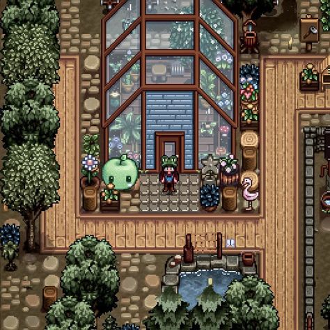 Stardew Valley Greenhouse, Stardew Farms, Stardew Valley Layout, Stardew Valley Tips, Stardew Valley Farms, House Farm, Farm Layout, Farm Games, Farm Design