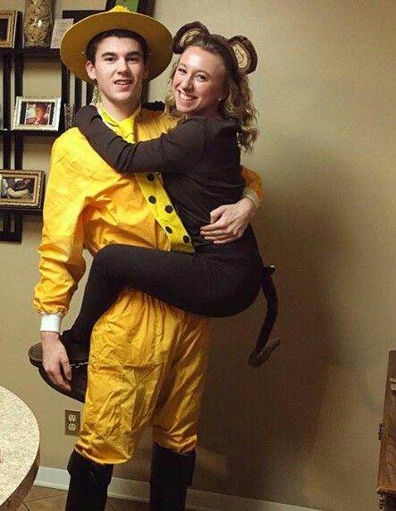 Curious George And Man In The Yellow Hat Couple Costume, Curios George Costume Halloween Couples, Curious George And Man In The Yellow Hat, Curious George Couple Costume, Male Halloween Costumes Men, Curious George Costume, Lorax Costume, Funny Couple Halloween Costumes, Yellow Guy