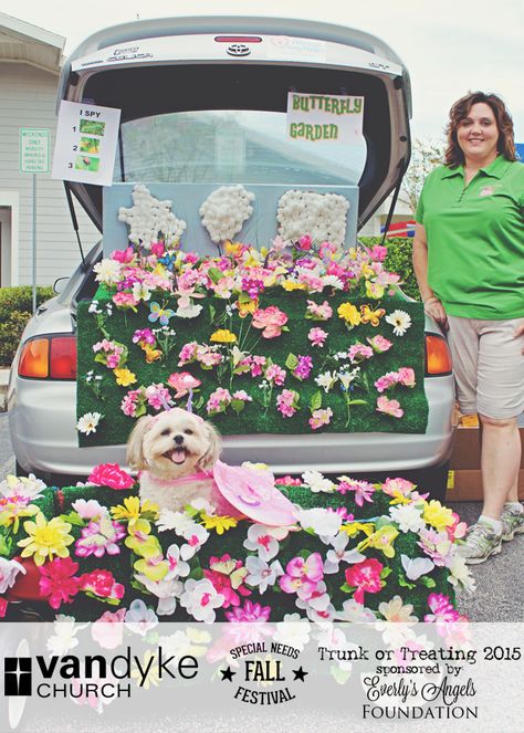 Garden Theme Trunk Or Treat, Trunk Or Treat Flower Theme, Flower Trunk Or Treat Ideas, Garden Of Eden Trunk Or Treat, Trunk Or Treat Butterfly Theme, Flower Garden Trunk Or Treat, Trunk Or Treat Garden Theme, Garden Trunk Or Treat Ideas, Butterfly Trunk Or Treat Ideas