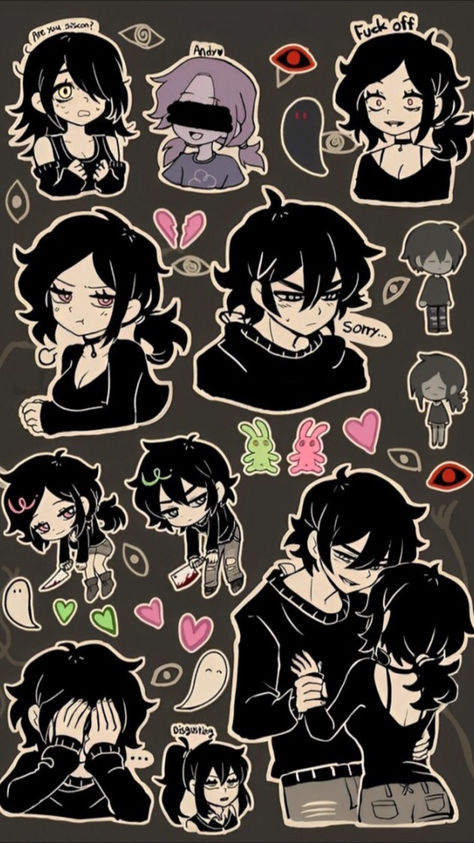 Coffin of Andy and Leyley 
Credits to the creators of these wallpapers
Follow for more! Coffin Of Andy And Leyley, Andy And Leyley, Bun In The Oven, Funny Couple, Couple Art, Animals Images, Horror Game, Art Sketchbook, Cute Stickers