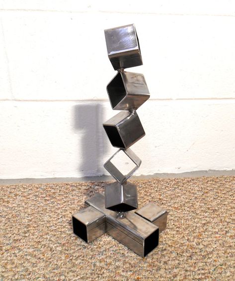 Desktop Metal Sculpture Steel Cube by AmericanSculptureArt on Etsy Tower Sculpture, Cube Sculpture, Weld Art, Metal Welding Art, Sculpture Modern, Multi Panel Wall Art, Welding Art Projects, Large Metal Wall Art, Cnc Design