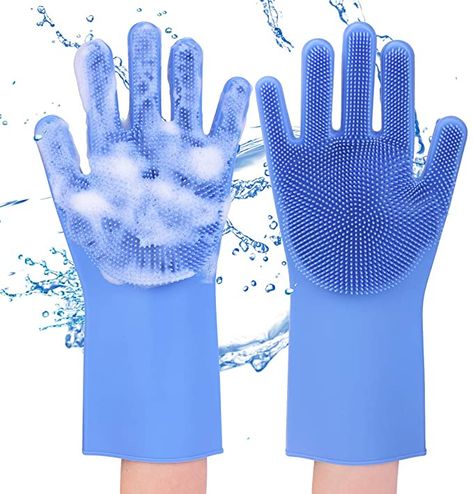 Scrub Gloves, Dish Gloves, Bathroom Blue, Massage Hair, Dishwashing Gloves, Silicone Gloves, Oil Stain, Dish Washing, Hair Massage