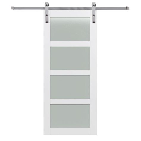 4 Lite - Interior & Closet Doors - Doors & Windows - The Home Depot Frosted Glass Barn Door, Barn Doors Bathroom, Barn Door Installation, Barn Style Doors, Barn Door Kit, Mdf Doors, Glass Barn Doors, Shaker Doors, Door Interior