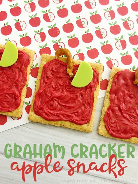 Class Snacks, Preschool Apple Theme, Classroom Snacks, Preschool Cooking, Theme Snack, Apple Lessons, School Snacks For Kids, Apple Snacks, Apple Preschool