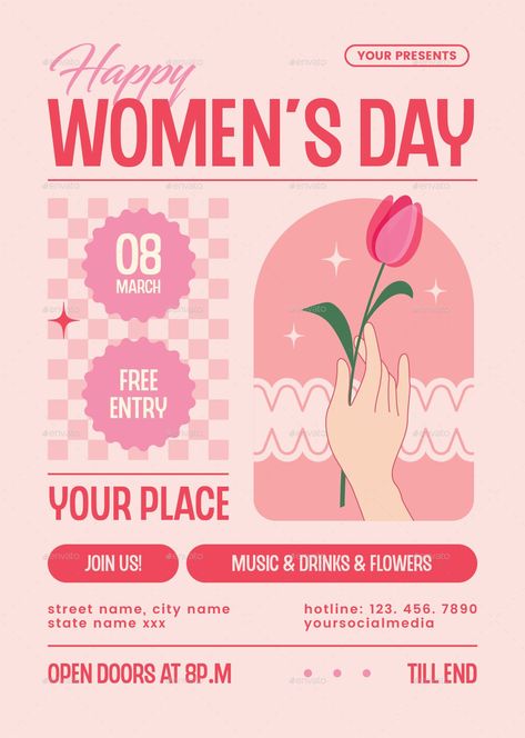 International Women's Day Flyer Women's Day Flyer, International Women’s Day, International Women's Day, Event Flyer, Woman’s Day, Promote Your Business, Ladies Day, Flyer Design, Creative Art