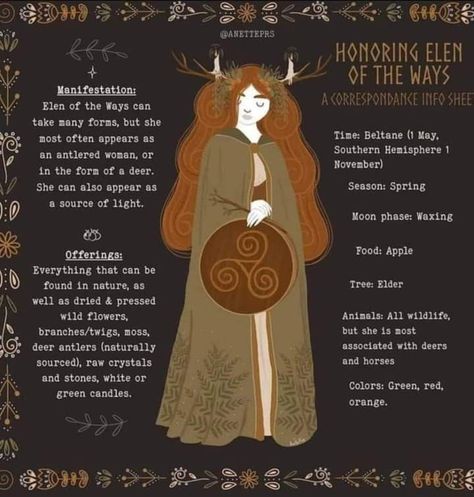 Celtic Witch Tattoo, Elen Of The Ways, Female Reindeer, Celtic Paganism, Celtic Deities, Witchcraft Aesthetic, Witchy Business, Goddess Magick, Male Deer