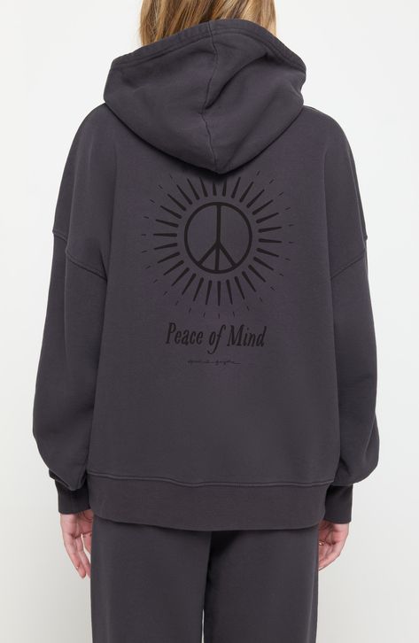 Tonal graphics bring a little peace of mind (and simplicity) to your day in this oversized cotton hoodie. Fixed hood Kangaroo pocket Ribbed cuffs and hem 100% cotton Machine wash, tumble dry Made in the USA Peace Graphic, Bottom Workout, Spiritual Gangster, Womens Loungewear, Cotton Hoodie, Oversized Sweatshirt, White Hoodie, Vintage Sweatshirt, Graphic Hoodie