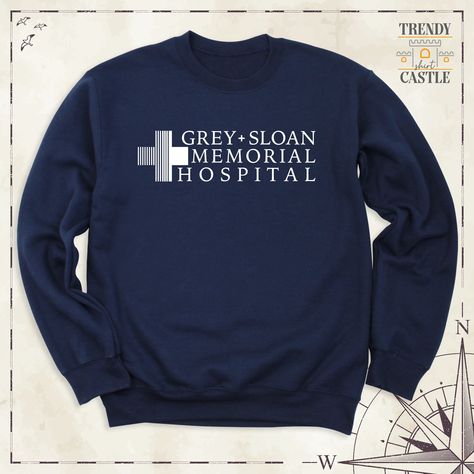 Grey Sloan Memorial Hospital, Greys Anatomy Gifts, Merch Hoodie, Grays Anatomy, Unique Sweatshirt, Handmade Shirts, Memorial Hospital, Meredith Grey, Grey Long Sleeve Shirt