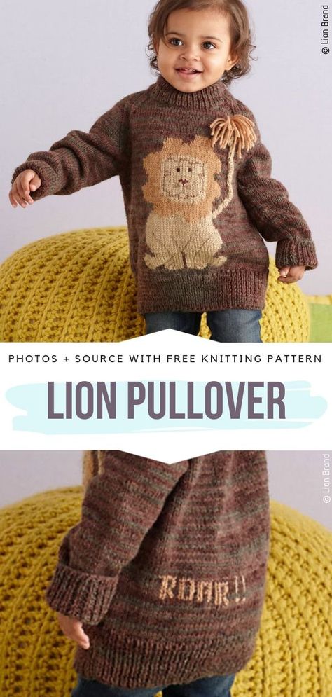 Lion Knitting Pattern Free, Kids Sweater Pattern, Knit Clothes, Kids Knitting Patterns, Knitwear Trends, Crochet Ladies Tops, Baby Knits, Knitted Afghans, Free Knitting Patterns