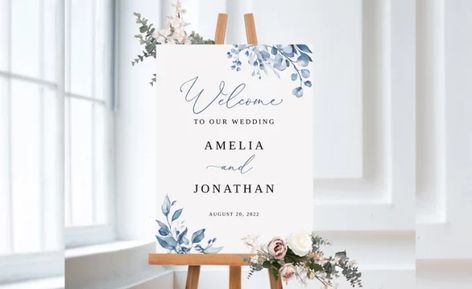 Welcome Sign Printable, Blue Bridal Shower, Printable Wedding Sign, Welcome Sign Template, Teal Wedding, Turquoise Wedding, Wedding Posters, Dusty Blue Weddings, Eucalyptus Wedding