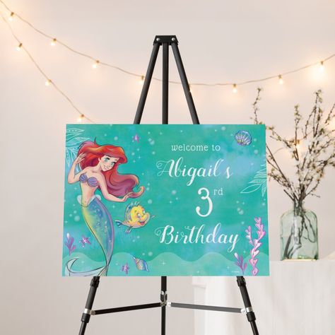 The Little Mermaid | Watercolor Birthday Welcome Foam Board Welcome Acrylic Sign, Mermaid Watercolor, Sea Adventure, Mermaid Invitations, Disney Princess Birthday, Mermaid Birthday Invitations, Little Mermaid Birthday, Watercolor Birthday, Ocean Scenes